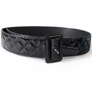Burberry Black Patent Quilted Textured Leather Belt